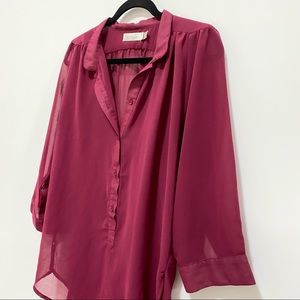 🛍 3/$45 Costa Blanca Sheer Maroon Blouse